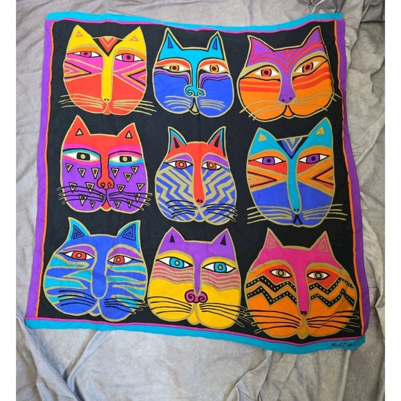 Laurel Burch Accessories - Laurel Burch Whimsical Kitty Cats Faces Feline  Scarf Square 34"